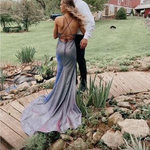 purple sparkle prom dress